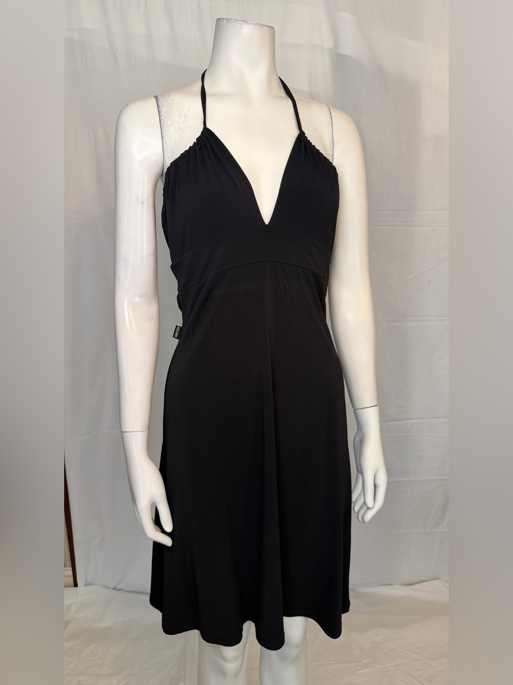 Moschino Black Strapless Halter V-Neck Dress